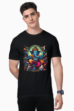 Ganesha’s Grace | Dynamic Neon Deity T-Shirt Design - BhaariGear 