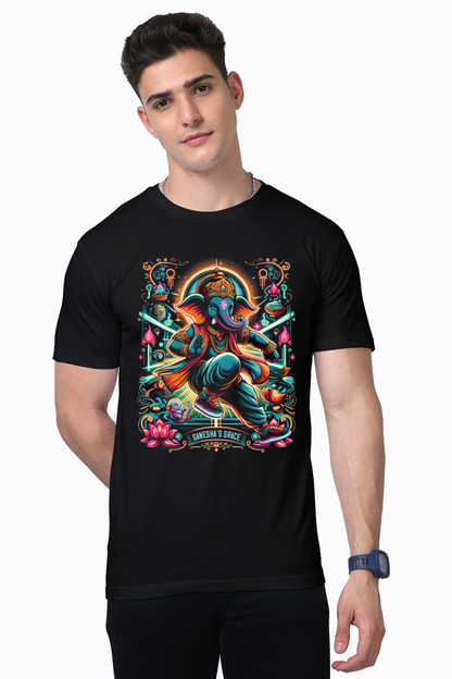 Ganesha’s Grace – Cosmic Rhythm T-Shirt Design