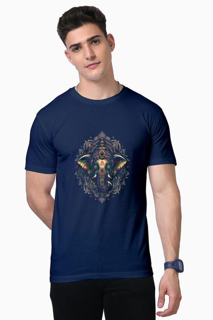 Majestic Mandala Ganesha | Ornate Line Art Divine T-Shirt Design