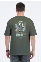 Dance of Divinity | Neon Krishna Cosmic Energy T-Shirt_Back side - BhaariGear 