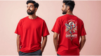 Dance of Divinity | Neon Krishna Cosmic Energy T-Shirt_Back side - BhaariGear 