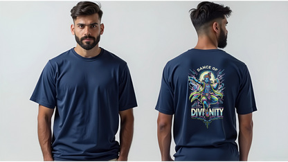 Dance of Divinity | Neon Krishna Cosmic Energy T-Shirt_Back side