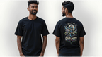 Dance of Divinity | Neon Krishna Cosmic Energy T-Shirt_Back side - BhaariGear 