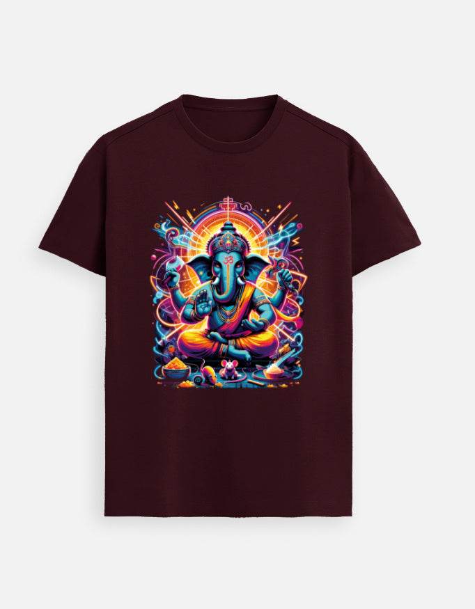 Divine Neon Lord Ganesha Vibrant Art Print - BhaariGear 