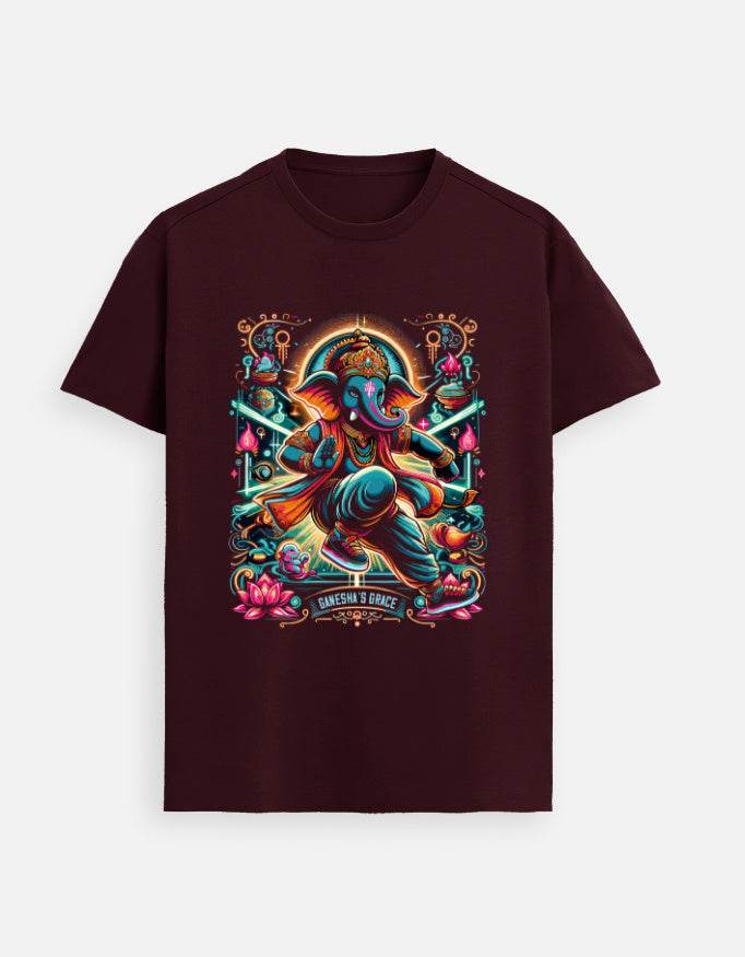 Ganesha’s Grace – Cosmic Rhythm T-Shirt Design - BhaariGear 