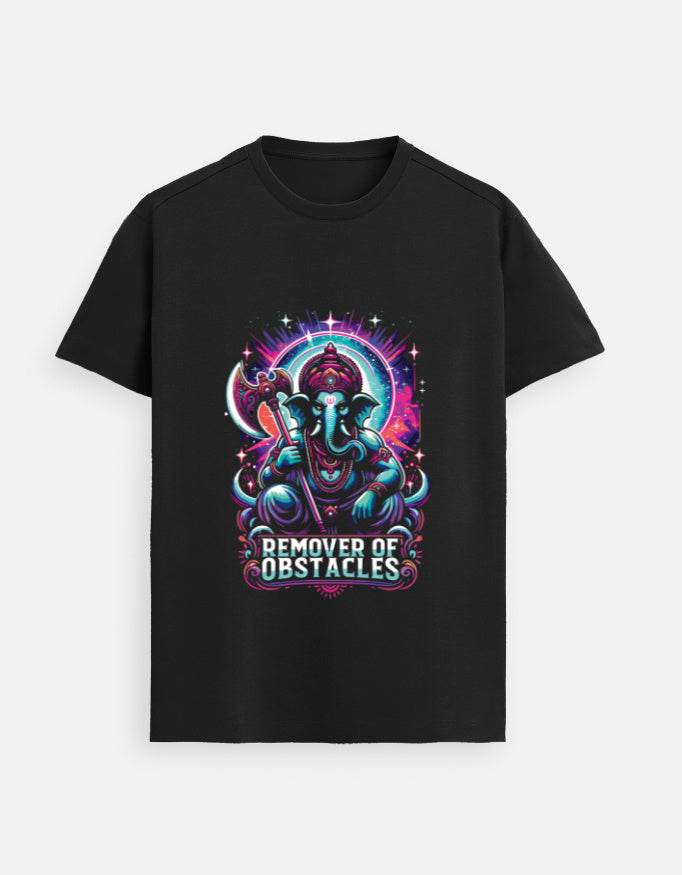 Remover of Obstacles | Fierce Lord Ganesha Cosmic T-Shirt Design - BhaariGear 