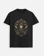 Majestic Mandala Ganesha | Ornate Line Art Divine T-Shirt Design - BhaariGear 
