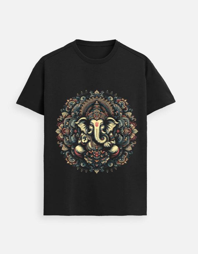 Sacred Mandala Ganesha | Divine Harmony T-Shirt Design - BhaariGear 
