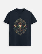 Majestic Mandala Ganesha | Ornate Line Art Divine T-Shirt Design - BhaariGear 