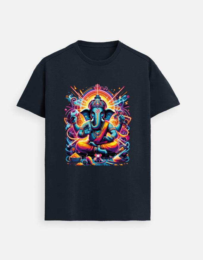 Divine Neon Lord Ganesha Vibrant Art Print - BhaariGear 