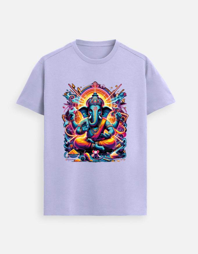 Divine Neon Lord Ganesha Vibrant Art Print - BhaariGear 