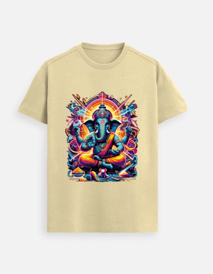 Divine Neon Lord Ganesha Vibrant Cosmic Art Print - BhaariGear 