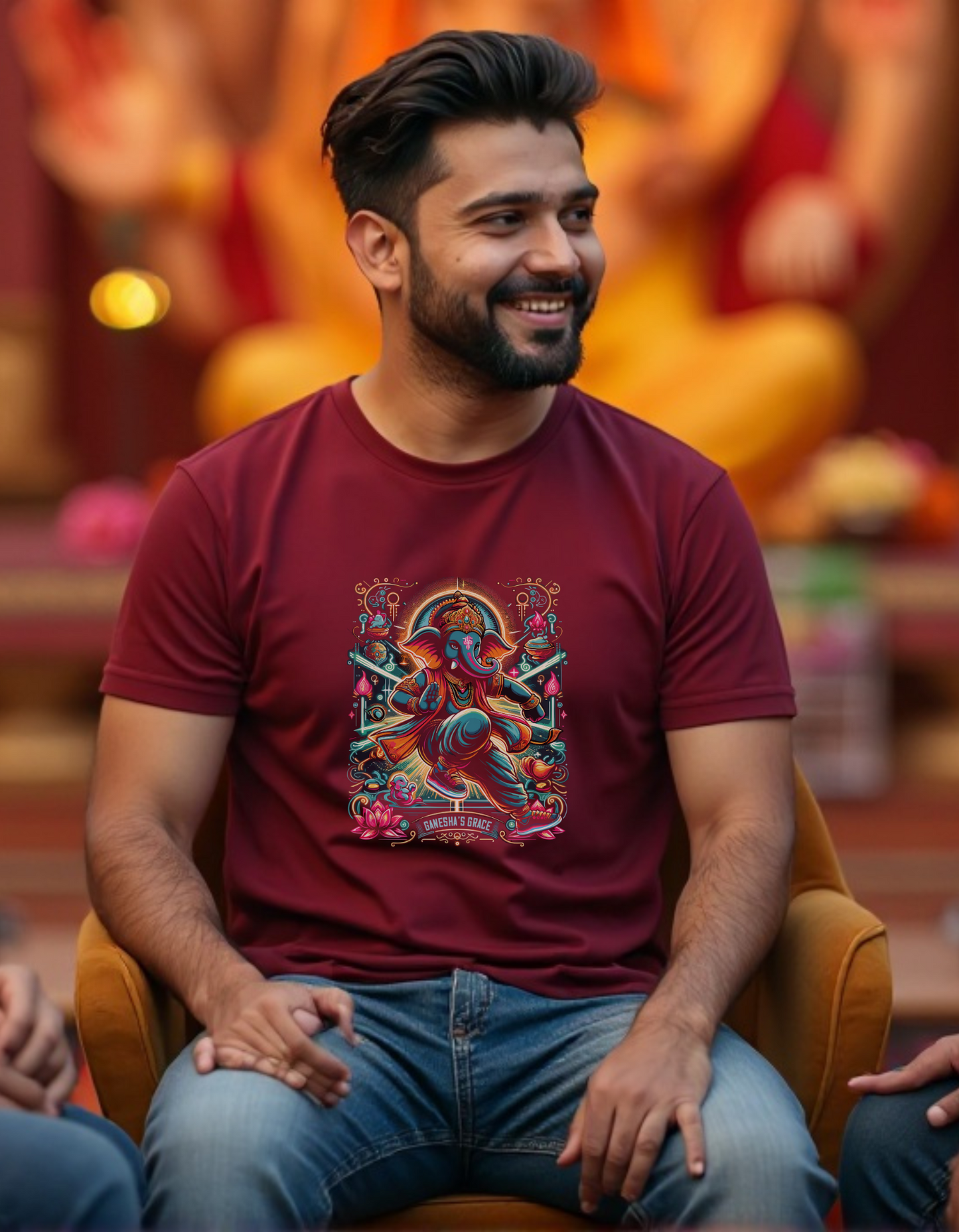 Ganesha’s Grace – Cosmic Rhythm T-Shirt Design
