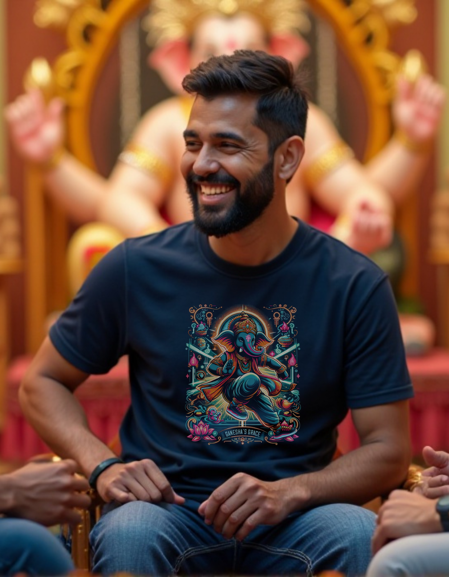 Ganesha’s Grace – Cosmic Rhythm T-Shirt Design