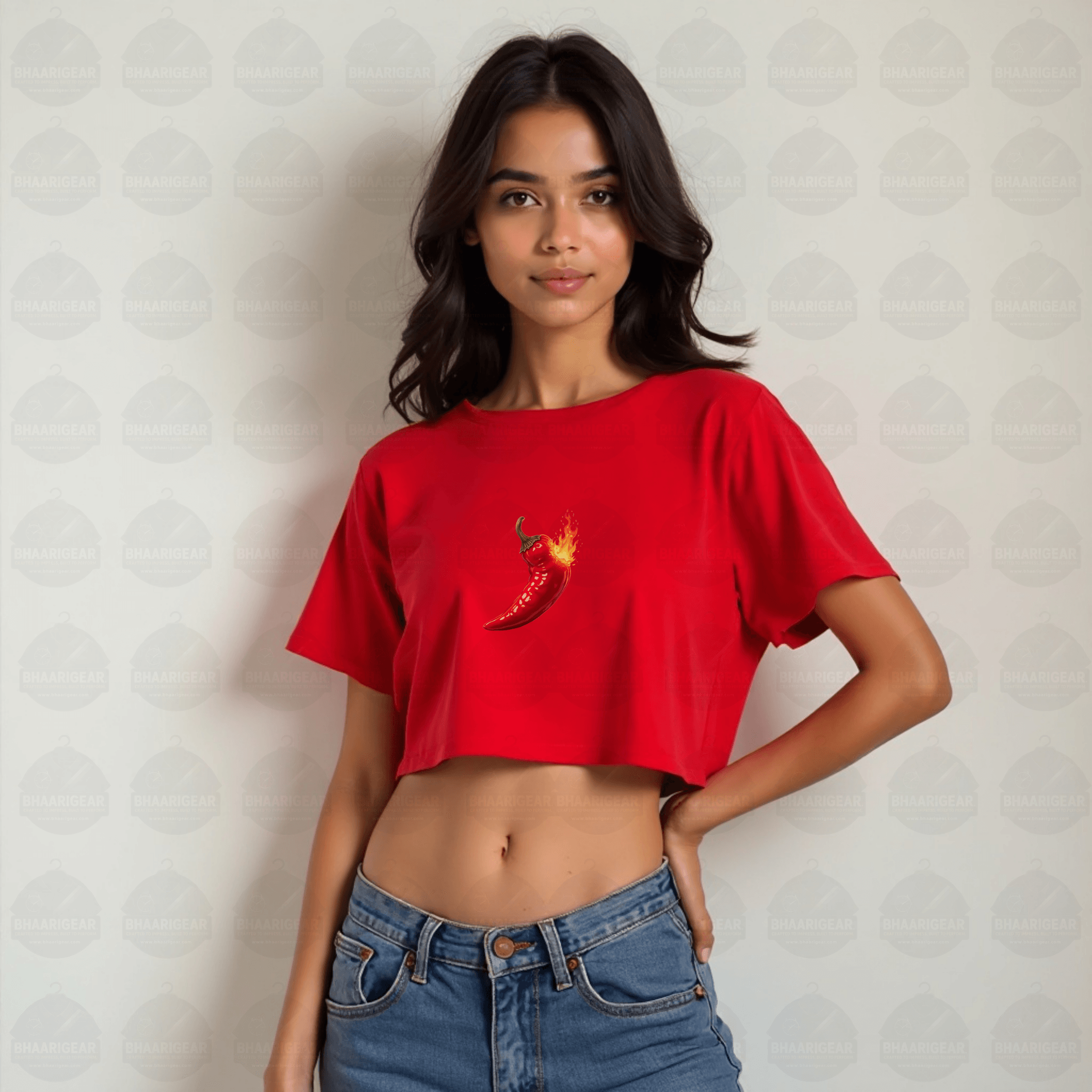 Hot Like Chilli Crop Top – Bold Style That Sets You on Fire - BhaariGear 