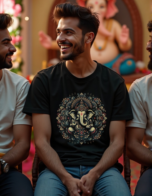 Sacred Mandala Ganesha | Divine Harmony T-Shirt Design