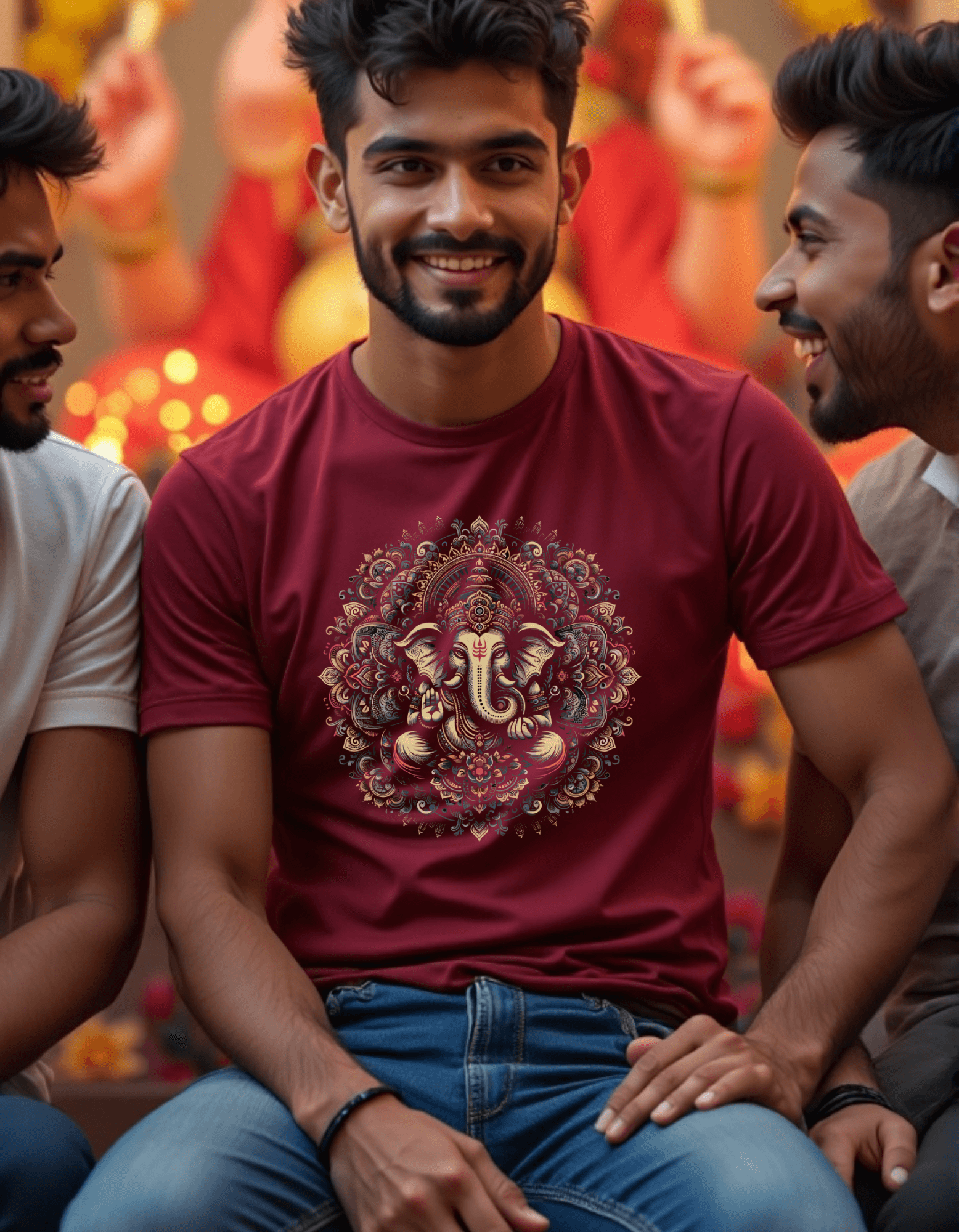 Sacred Mandala Ganesha | Divine Harmony T-Shirt Design - BhaariGear 