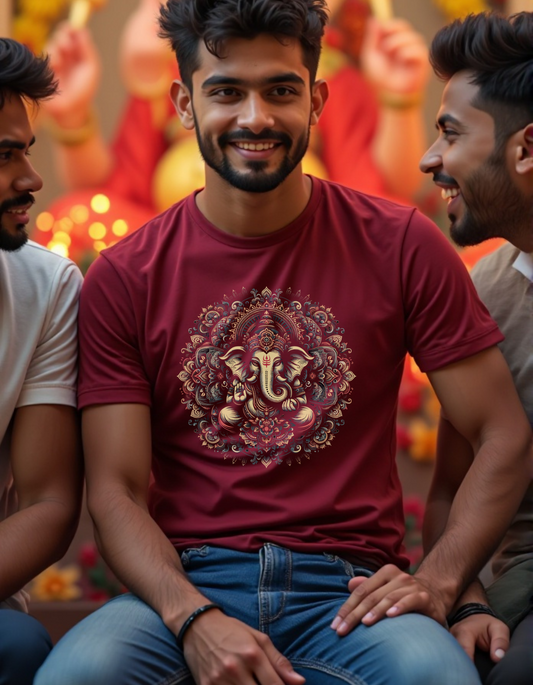 Sacred Mandala Ganesha | Divine Harmony T-Shirt Design