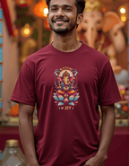 Blessing of Joy | Radiant Lord Ganesha Lotus T-Shirt Design - BhaariGear 