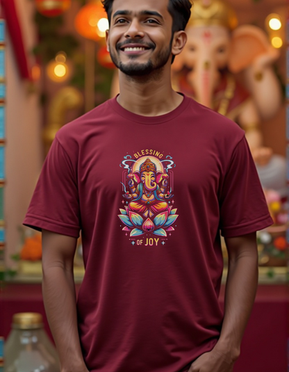 Blessing of Joy | Radiant Lord Ganesha Lotus T-Shirt Design