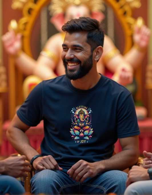 Blessing of Joy | Radiant Lord Ganesha Lotus T-Shirt Design