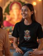 Radiant Lord Ganesha Lotus Tee – Stylish Spiritual Wear for Girls - BhaariGear 