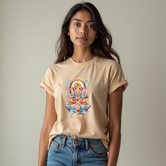 Radiant Lord Ganesha Lotus Tee – Stylish Spiritual Wear for Girls
