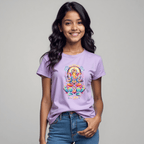 Radiant Lord Ganesha Lotus Tee – Stylish Spiritual Wear for Girls - BhaariGear 