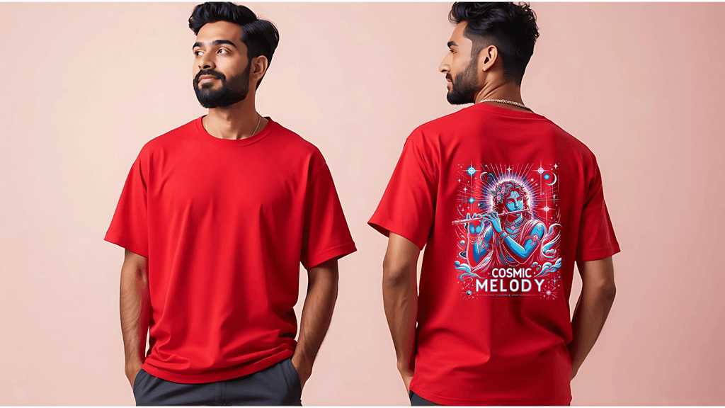 Celestial Melody – Lord Krishna Oversized T-Shirt - BhaariGear 
