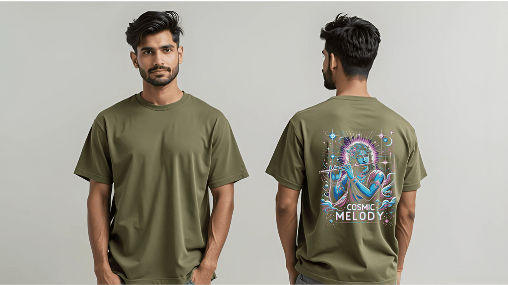 Celestial Melody – Lord Krishna Oversized T-Shirt - BhaariGear 