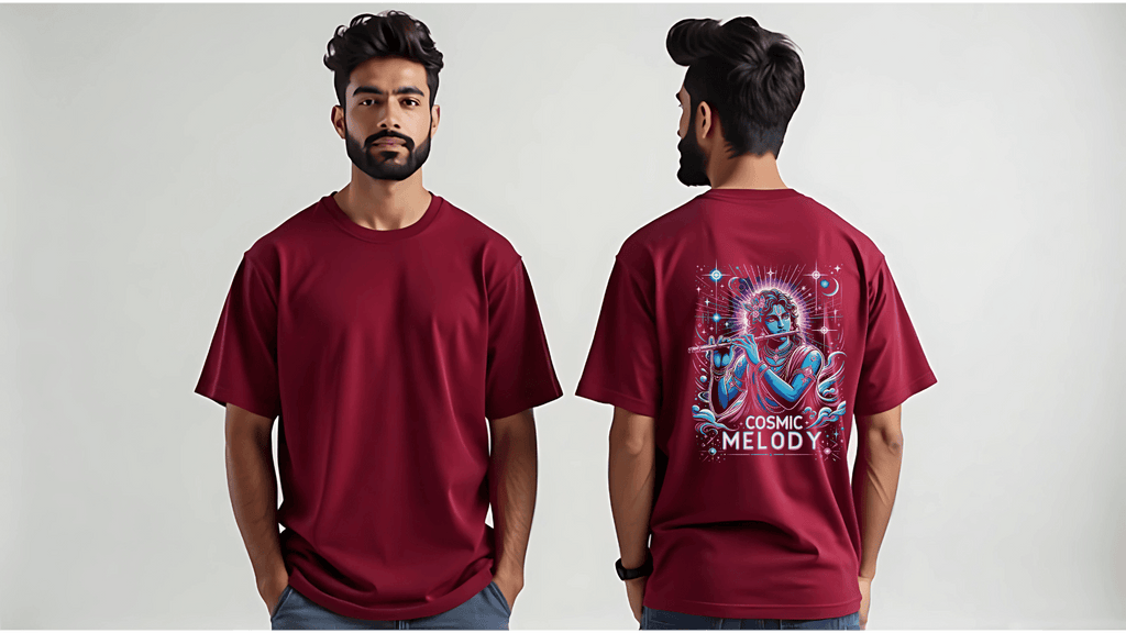 Celestial Melody – Lord Krishna Oversized T-Shirt - BhaariGear 