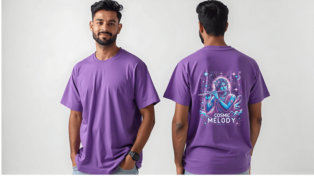 Celestial Melody – Lord Krishna Oversized T-Shirt - BhaariGear 