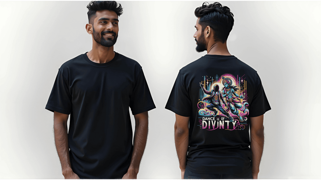 Dance of Divinity | Krishna Meets Street Dance Neon Graphic Tee - BhaariGear 
