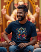 Ganesha’s Grace | Dynamic Neon Deity T-Shirt Design - BhaariGear 