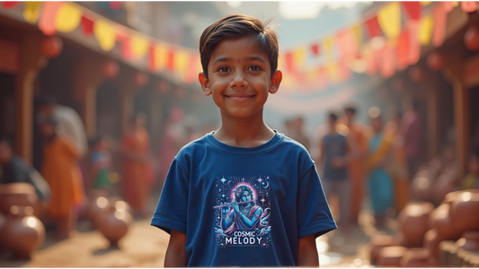 Celestial Melody – Lord Krishna Boys’ Regular-Fit T-Shirt.