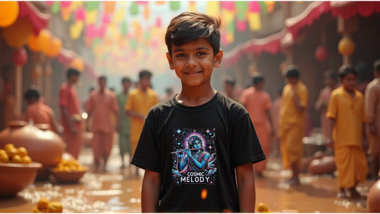 Celestial Melody – Lord Krishna Boys’ Regular-Fit T-Shirt.