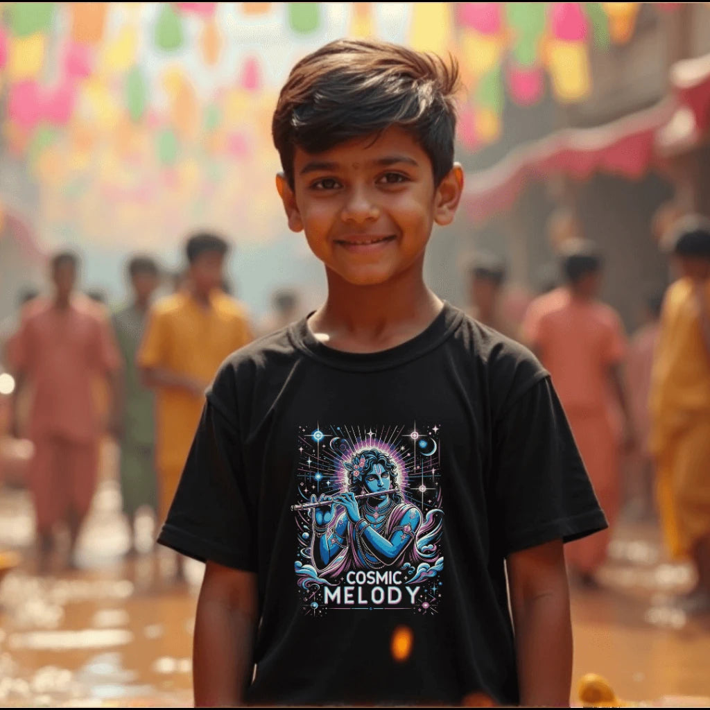 Celestial Melody – Lord Krishna Boys’ Regular-Fit T-Shirt.