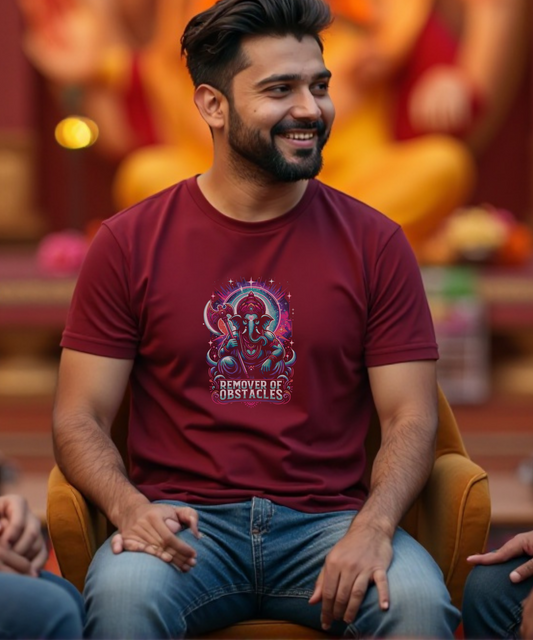 Remover of Obstacles | Fierce Lord Ganesha Cosmic T-Shirt Design