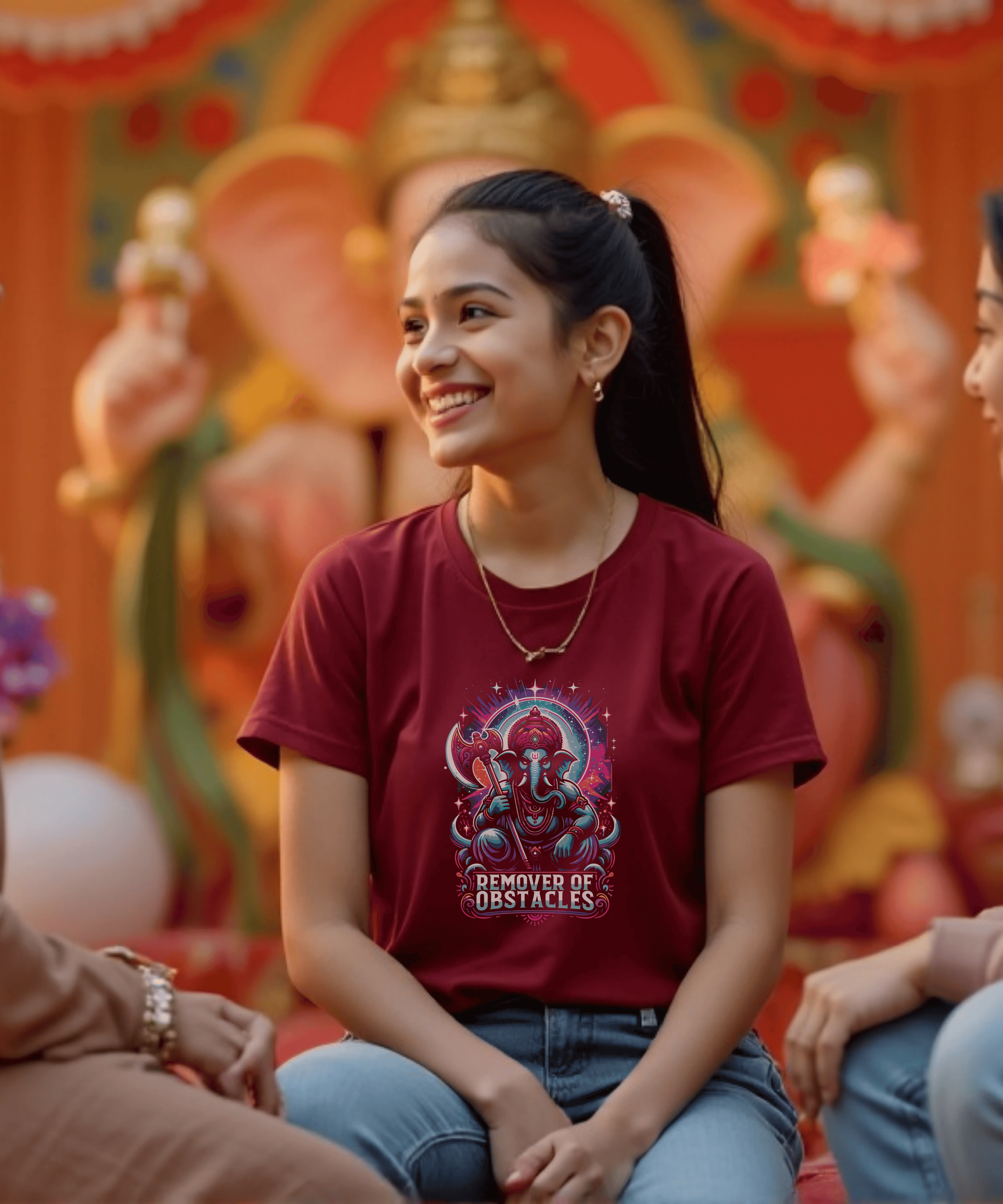 “Remover of Obstacles Tee | Fierce Cosmic Ganesha Style for Women” - BhaariGear 