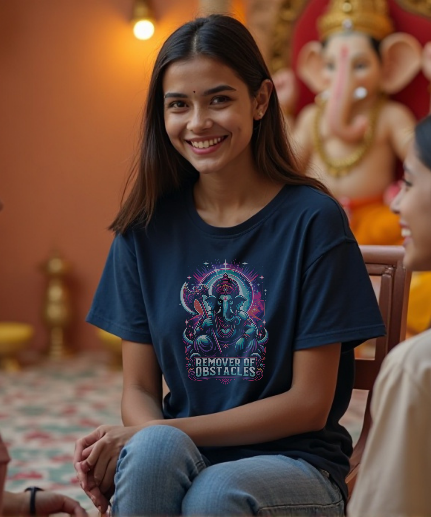 “Remover of Obstacles Tee | Fierce Cosmic Ganesha Style for Women”