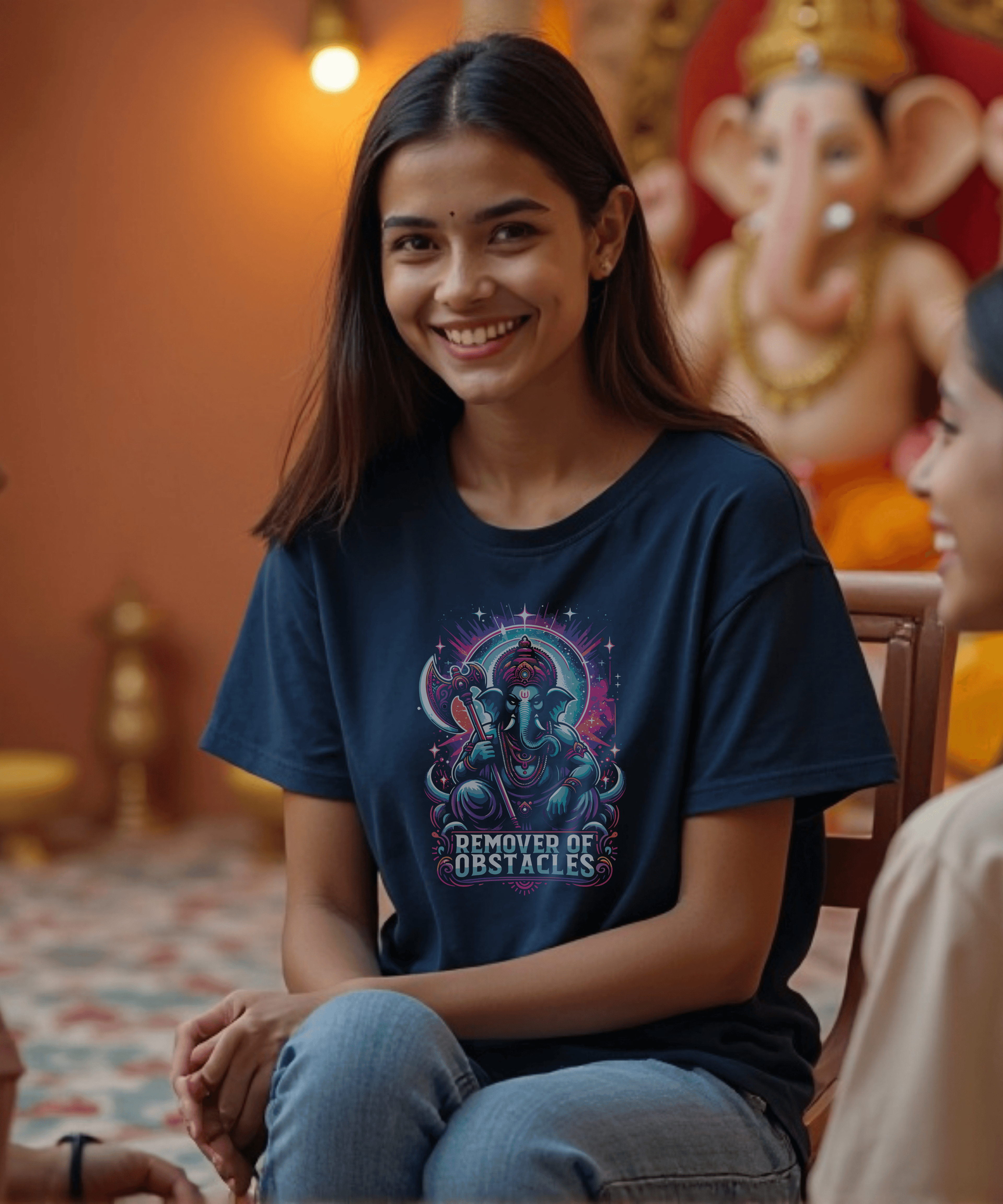 “Remover of Obstacles Tee | Fierce Cosmic Ganesha Style for Women” - BhaariGear 
