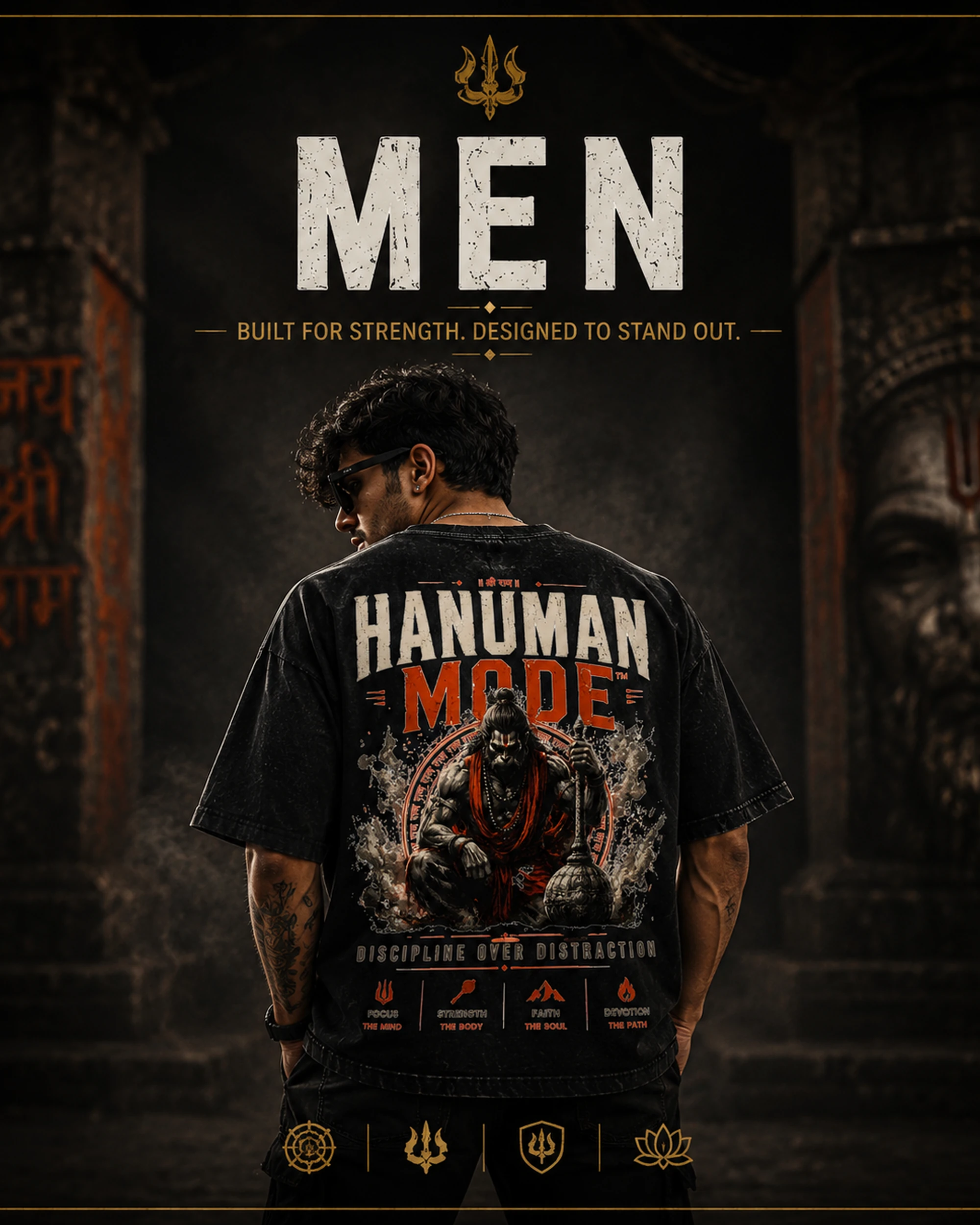 BhaariGear men's premium oversized streetwear collection featuring cinematic graphic t-shirts and luxury street fashion.