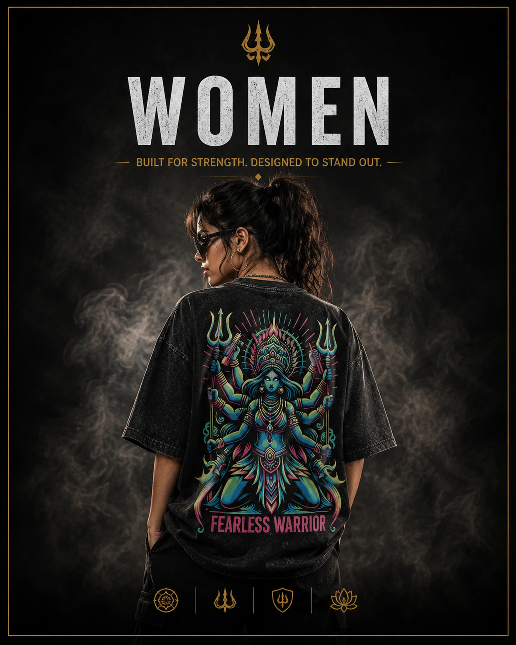 BhaariGear women's premium streetwear collection featuring oversized t-shirts, crop tops and cinematic Indian graphic apparel.