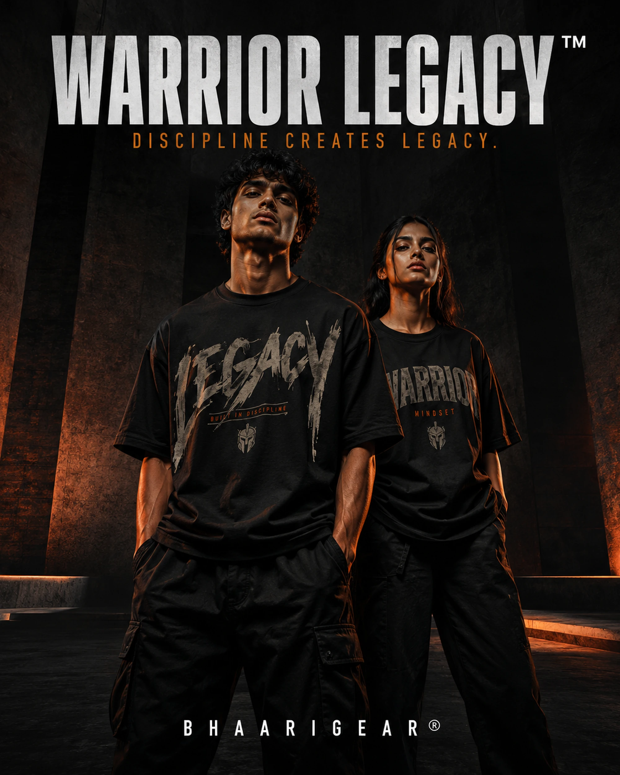 BhaariGear Warrior Legacy collection featuring premium cinematic warrior-inspired streetwear.