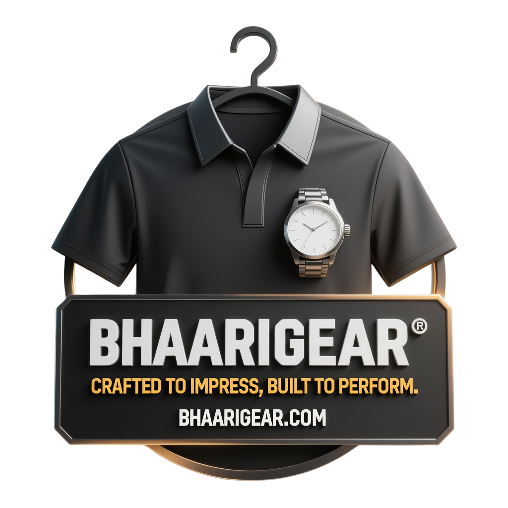 Official BhaariGear® logo representing the premium Indian streetwear brand with apparel, accessories, and the tagline Crafted to Impress. Built to Perform.
